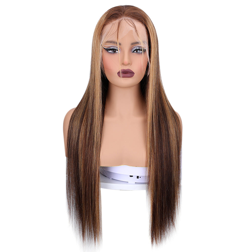 Kinnis Highlighted Straight Wigs 13x4 Lace Front Wig Piano Color Straight Human Hair Wigs