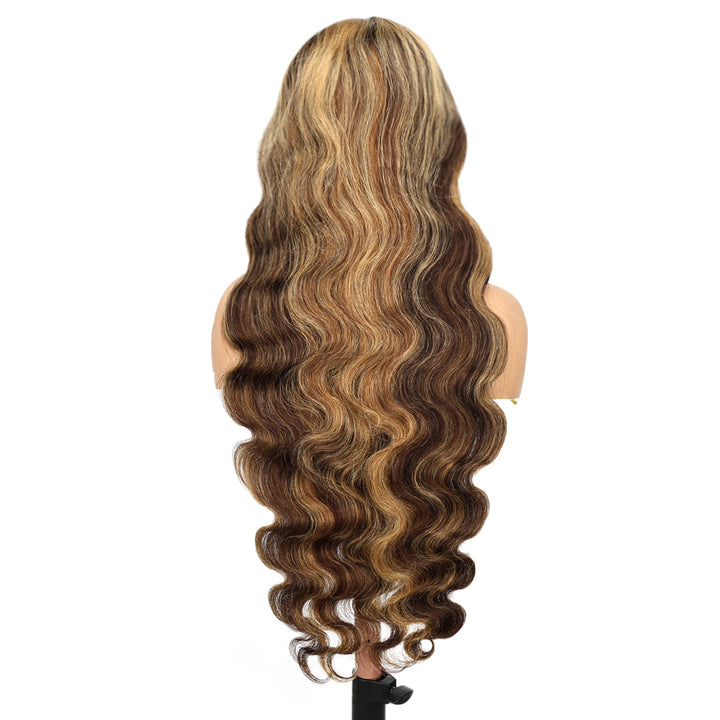 Kinnis Ombre Highlight #P4/27 Body Wave 13x6 Lace Front Honey Blonde Highlight Human Hair Wig