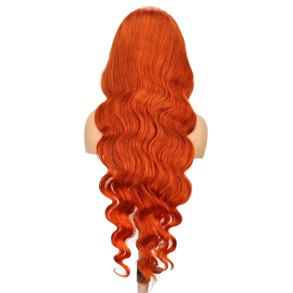 Kinnis Ginger Orange Body Wave Wig 13x6 Lace Frontal Transparent Lace Human Hair Wig