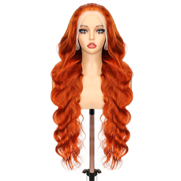 Kinnis Ginger Orange Body Wave Wig 13x6 Lace Frontal Transparent Lace Human Hair Wig