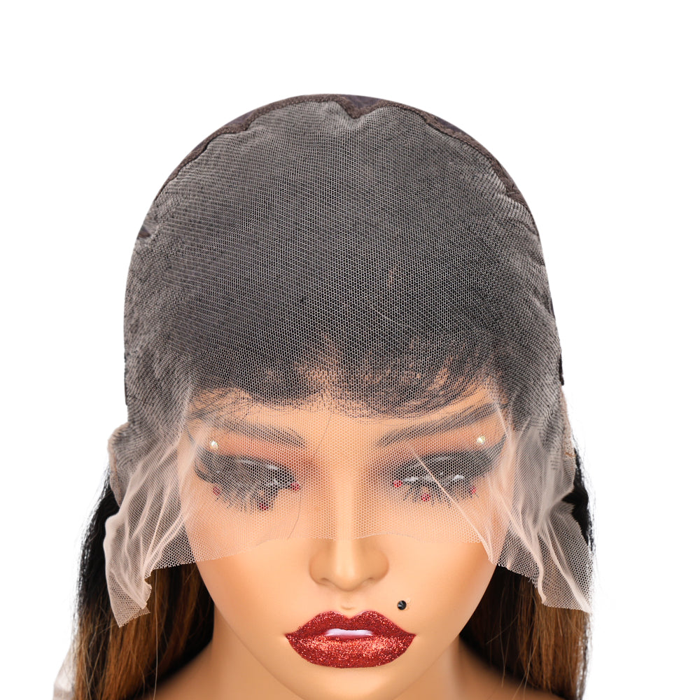 Kinnis Straight Ombre Highlight #1B/27 Color 13x6 Transparent HD Lace Front Wig Human Hair Wig