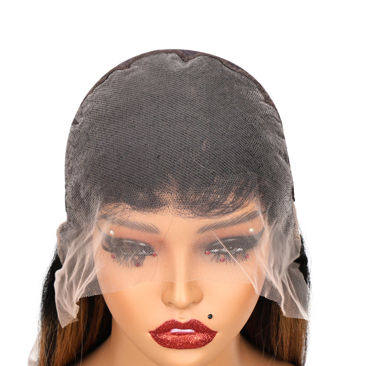 Kinnis Straight Ombre Highlight #1B/27 Color 13x6 Transparent HD Lace Front Wig Human Hair Wig