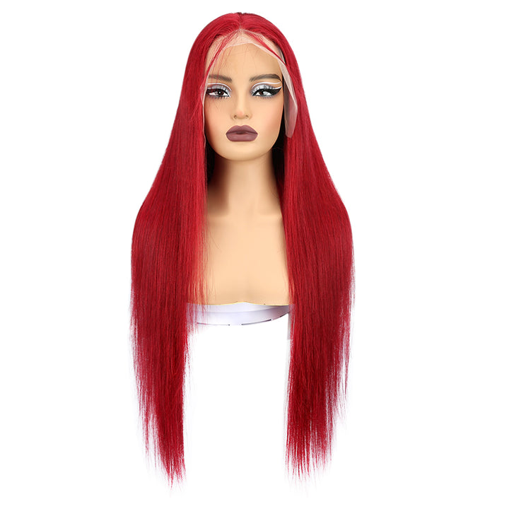 Kinnis 99J Burgundy Straight Wig 13x4 HD Lace Frontal Wig Pre-plucked Human Hair Wig