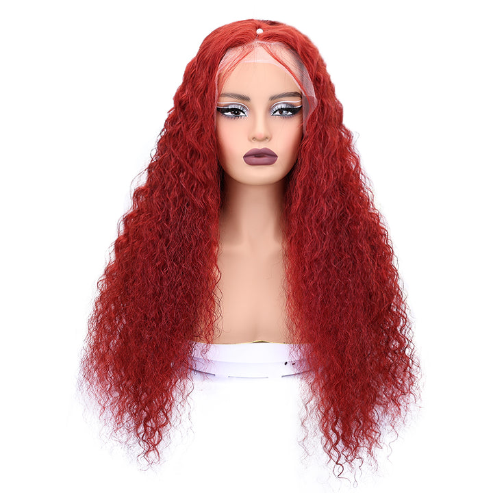 Kinnis 99J Burgundy Color Jerry Curly 13x4 HD Lace Front Human Hair Wig