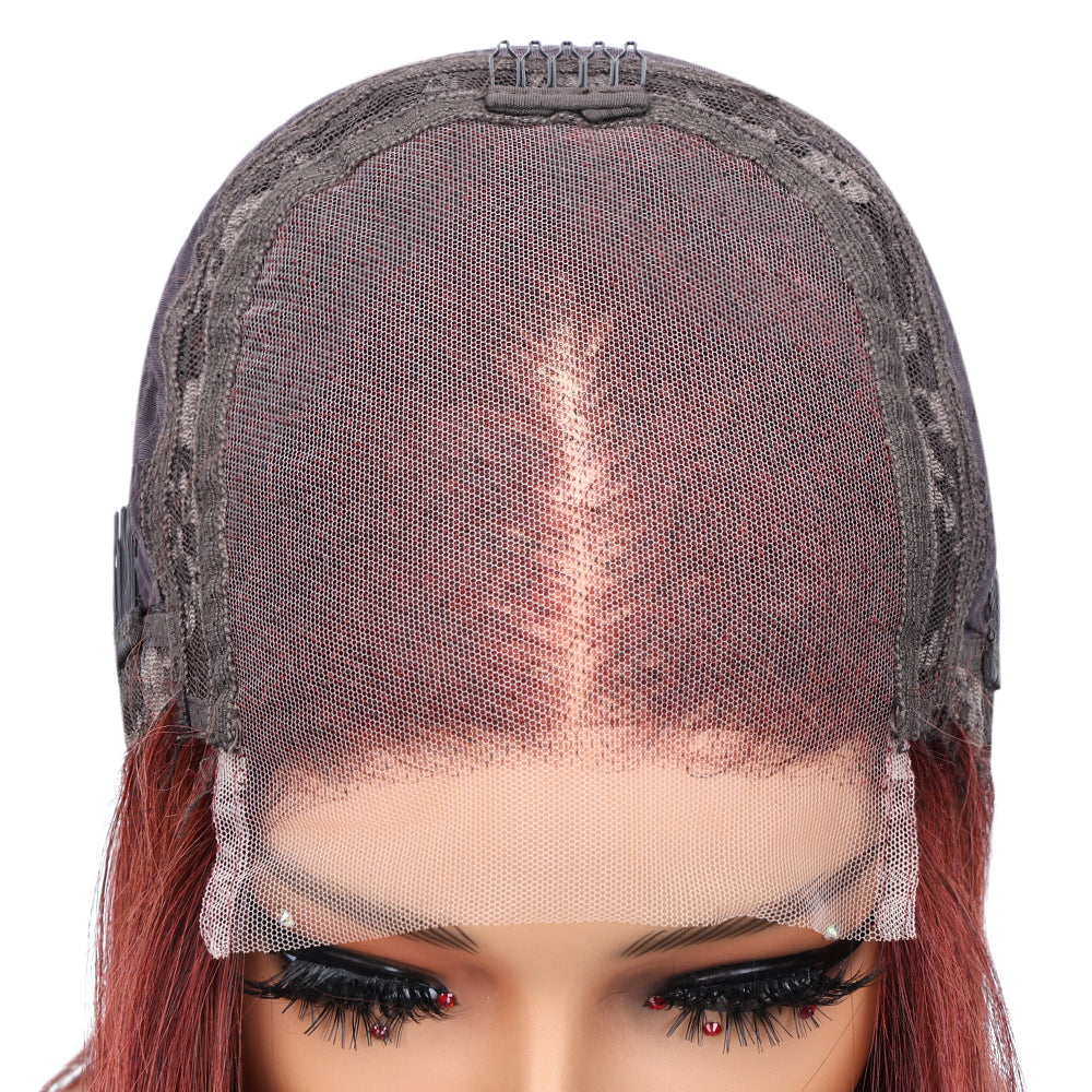 Kinnis #33 Reddish Brown Straight Hair Glueless 5x5 HD Lace Auburn Colored Human Hair Wig