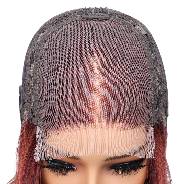 Kinnis #33 Reddish Brown Straight Hair Glueless 5x5 HD Lace Auburn Colored Human Hair Wig