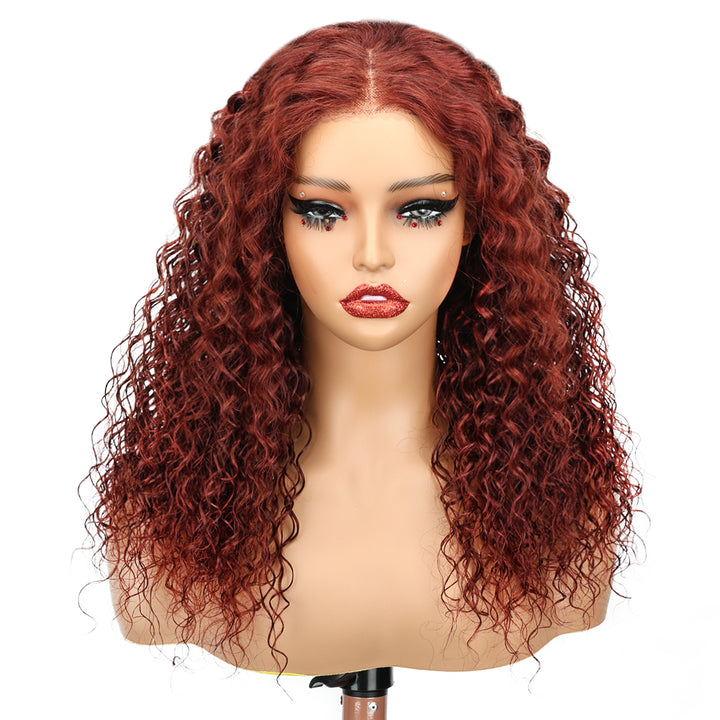 Kinnis Reddish Brown Water Wave Wig 7x5 Pre-Cut Lace Closure Wig Wear Go Glueless  Human Hair Wig