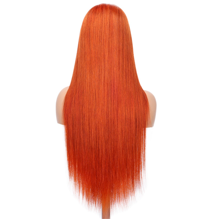 Kinnis Ginger Color #350 Orange Colored Straight Hair 5x5 HD Lace Closure Pre-plucked Human Hair Wig