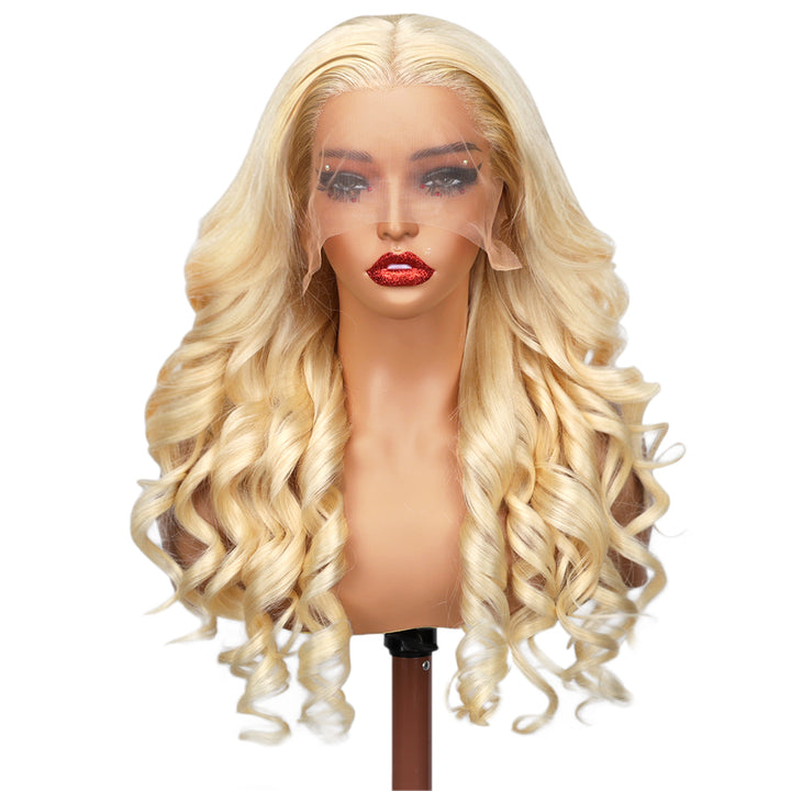 Kinnis Body Wave #613 Blonde 13x4 HD Transparent Lace Front Wigs 200% Density Human Hair Glueless Wigs