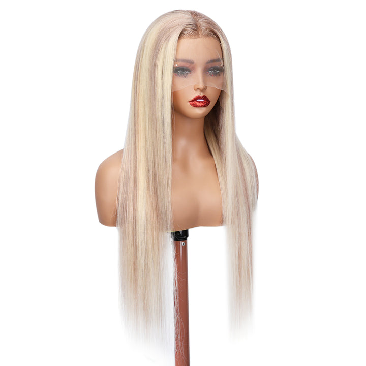 Kinnis #P18/613 Ash Blonde Highlight 13x4 HD Lace Frontal Straight Hair  Human Hair Wig