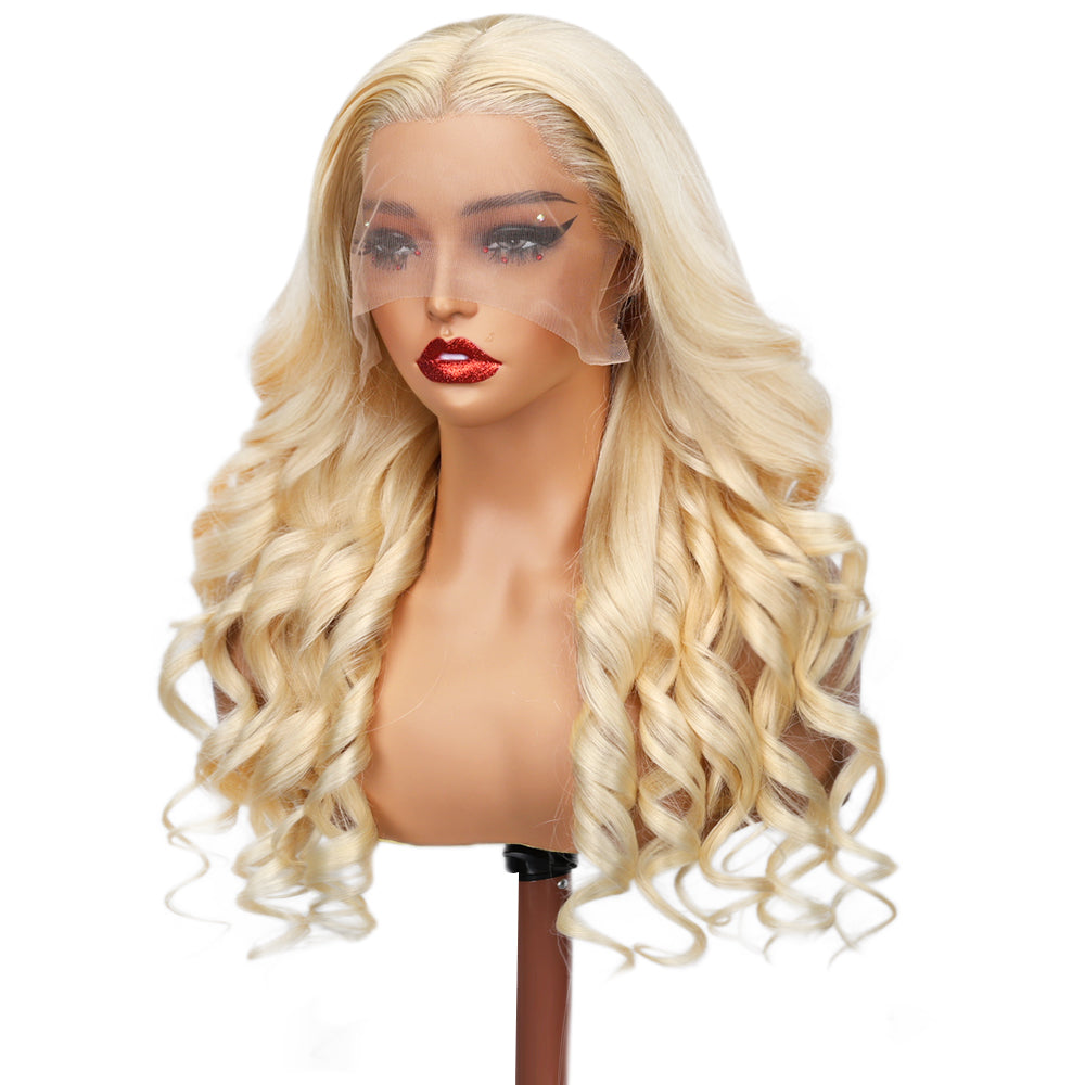 Kinnis Body Wave #613 Blonde 13x4 HD Transparent Lace Front Wigs 200% Density Human Hair Glueless Wigs