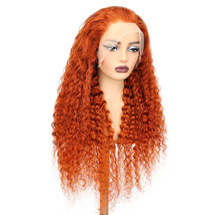 Kinnis Deep Wave Ginger Orange 13x6 HD Lace Frontal Pre Plucked Transparent Lace Wig