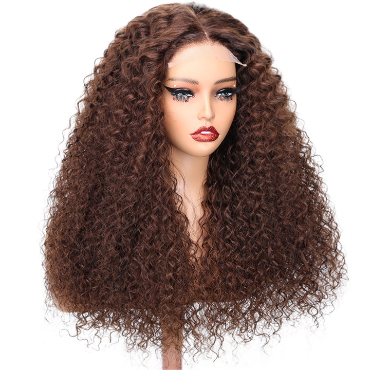 Kinnis Chocolate Brown Jerry Curly 5x5 HD Lace Closure Human Hair Wigs