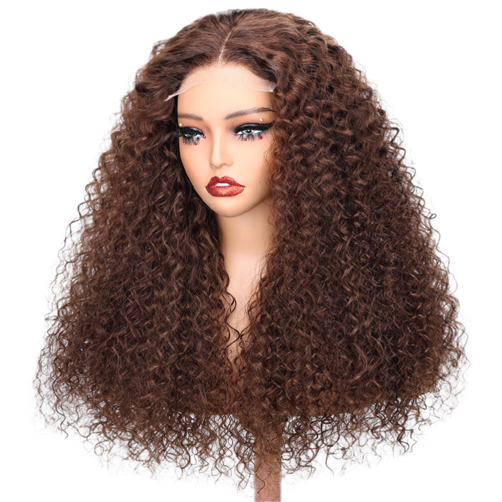 Kinnis Chocolate Brown Jerry Curly 5x5 HD Lace Closure Human Hair Wigs
