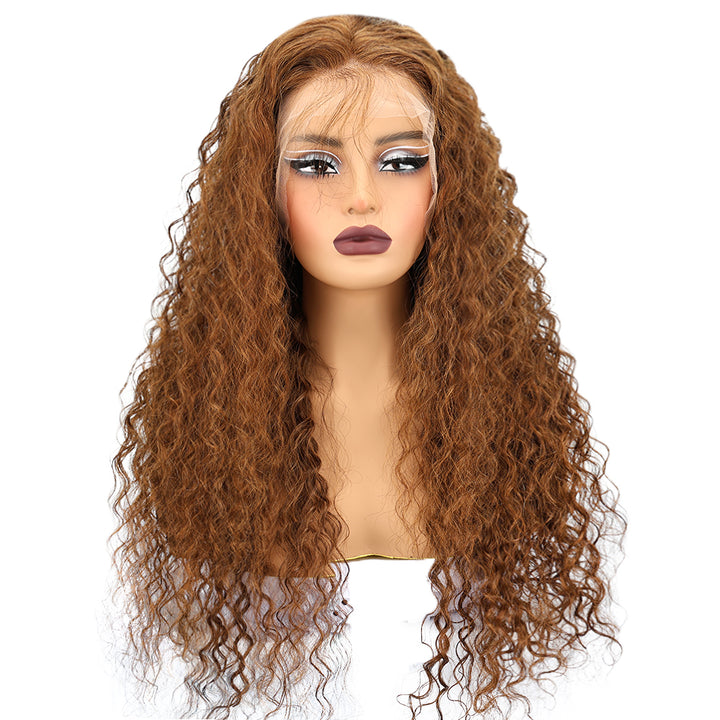 Kinnis #4 Chocolate Brown Water Wave Wig Transparent Pre-plucked 13x4 Lace Wig Human Hair