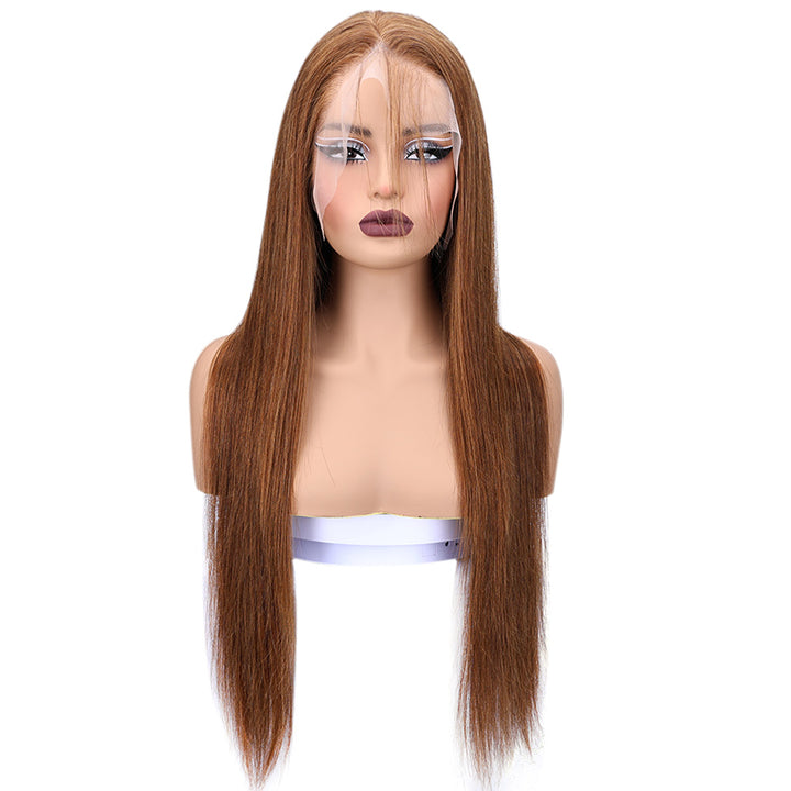 Kinnis Chocolate Brown Straight Human Hair Wigs Pre Plucked 13x4 HD Lace Frontal Wigs
