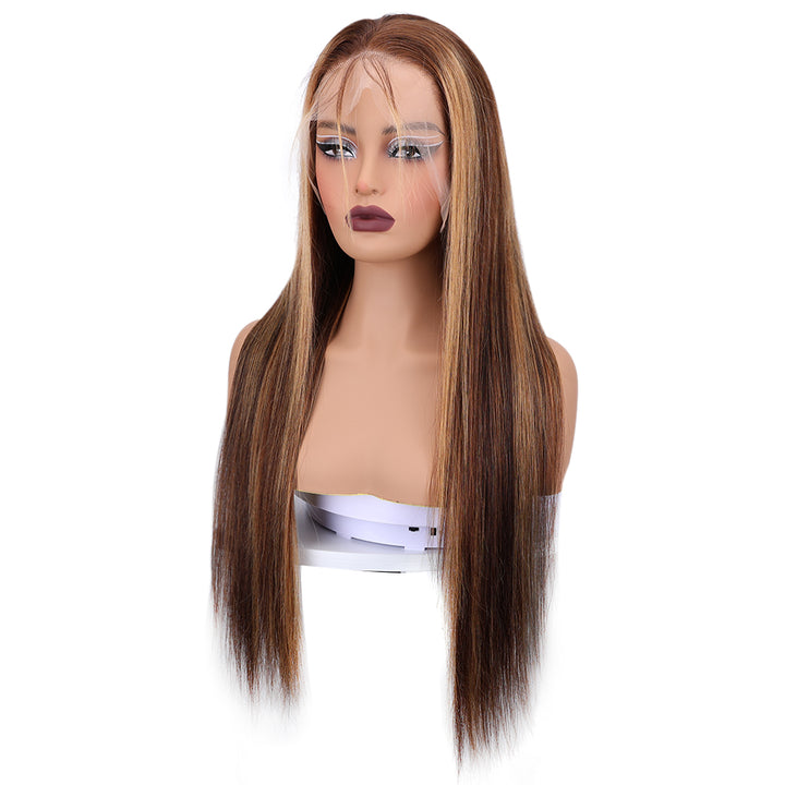 Kinnis Highlighted Straight Wigs 13x4 Lace Front Wig Piano Color Straight Human Hair Wigs
