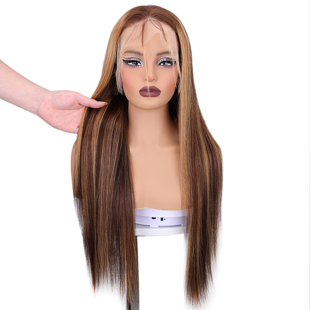 Kinnis Highlighted Straight Wigs 13x4 Lace Front Wig Piano Color Straight Human Hair Wigs