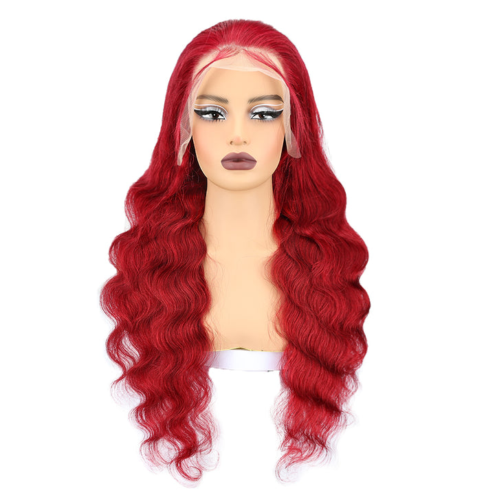 Kinnis 99j Burgundy 13x4 Lace Front Wigs Body Wave Pre Plucked Human Hair Wigs for Black Women