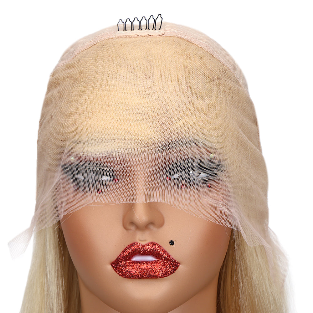 Kinnis Blonde Wigs Pure 613 Straight Hair Blonde 13x4 Lace Front Wigs Human Hair Wig