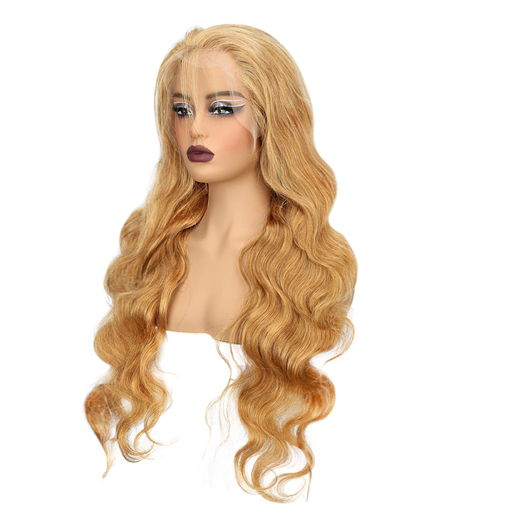 Kinnis Honey Blonde Body Wave Human Hair 13x4 HD Lace Frontal Wigs Pre Plucked with Baby Hair