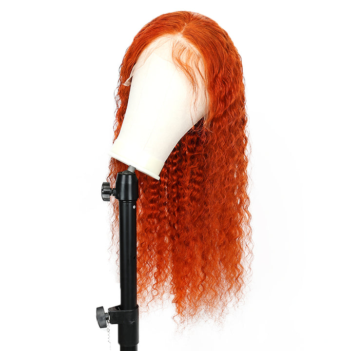 Kinnis Deep Wave Ginger Orange 13x4 HD Lace Front Wigs Human Hair Wig